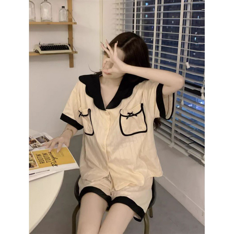 (2개) 2024 년 새 한국 잠옷 여성 활 달콤한 나이를 줄이는 세트 느슨한 여름 반소매 홈 의류 INS 스타일