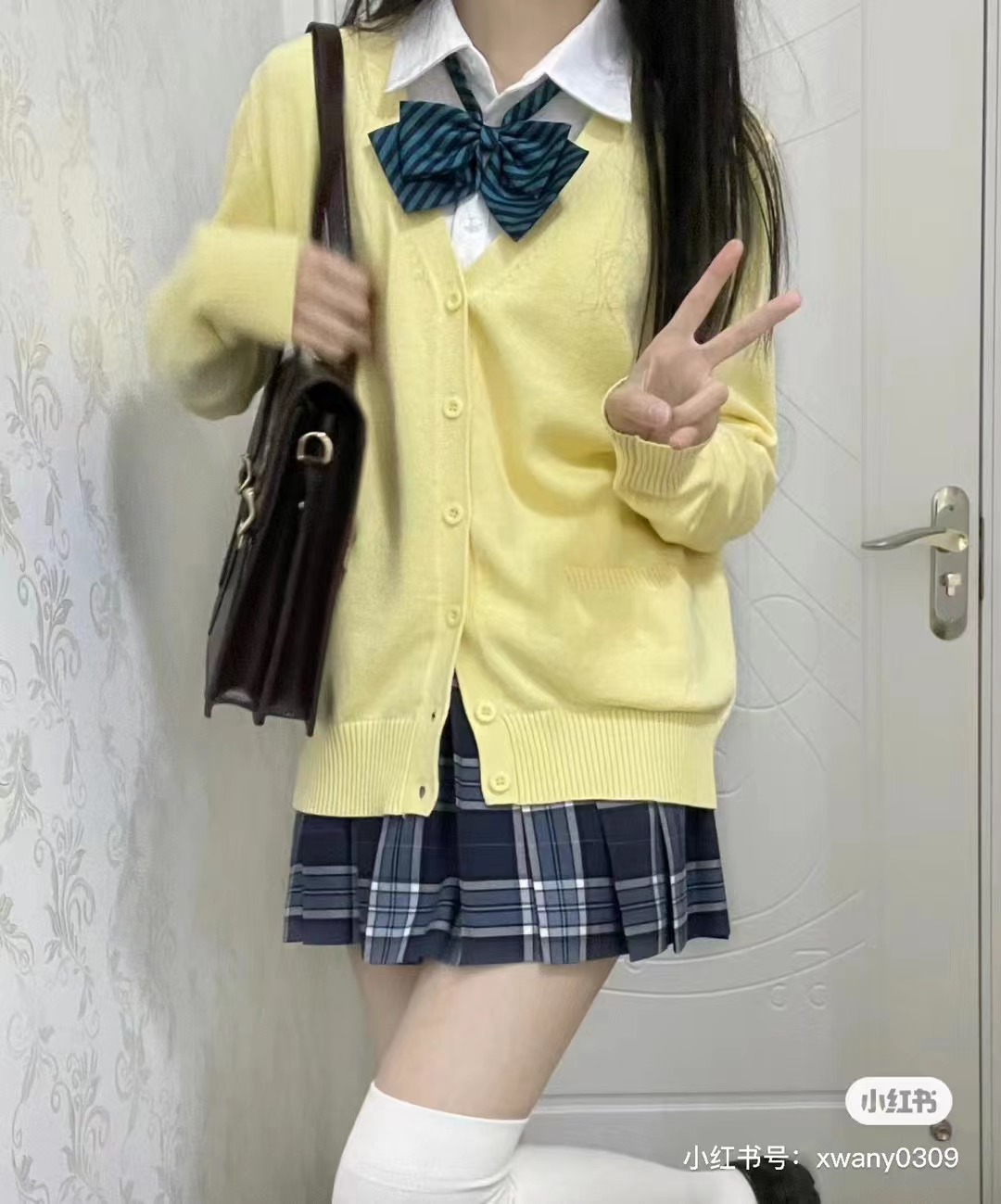 Primavera y otoño JK uniforme con cuello en V punto cardigan suéter de las mujeres japonés estilo universitario color sólido abrigo fino todo partido manga larga superior image 9