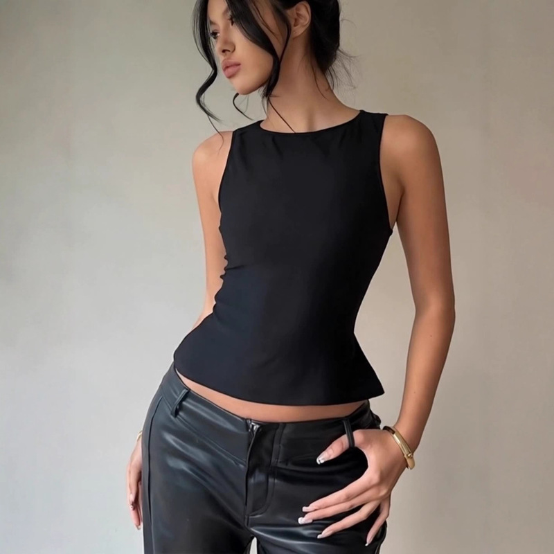 Amazon Export Women's Summer New Sexy European and American Style Vest Elastic Sleeveless Slim Top Women Y2