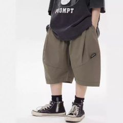 24夏季新款打褶設計男童中褲寬鬆舒適男童速干童褲