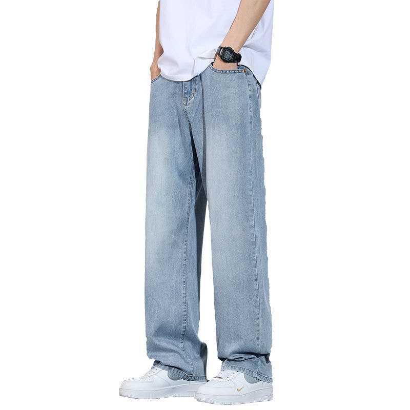 Xintang Spring and Summer Light Blue Jeans Men's Spring and Autumn American Retro Loose Straight Casual Long Pants