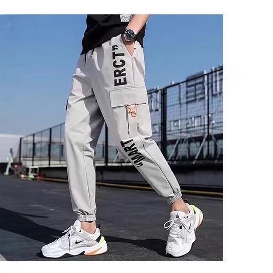 Ins Sports Lightweight Cropped Pants for Men, Spring and Summer Thin Korean Style Trendy Jogger Parachute Pants, Trendy Brand Loose Men's