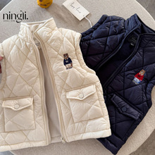 柠里儿童加绒马甲男秋冬新款中小童卡通背心宝宝夹棉坎肩女内外搭