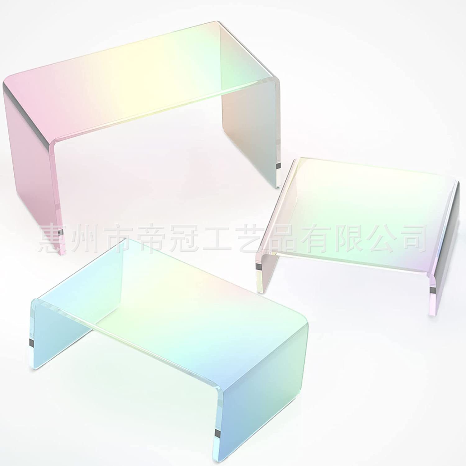 3件彩虹亚克力展示立管彩虹展示架珠宝纪念品甜点蛋糕香水展示架