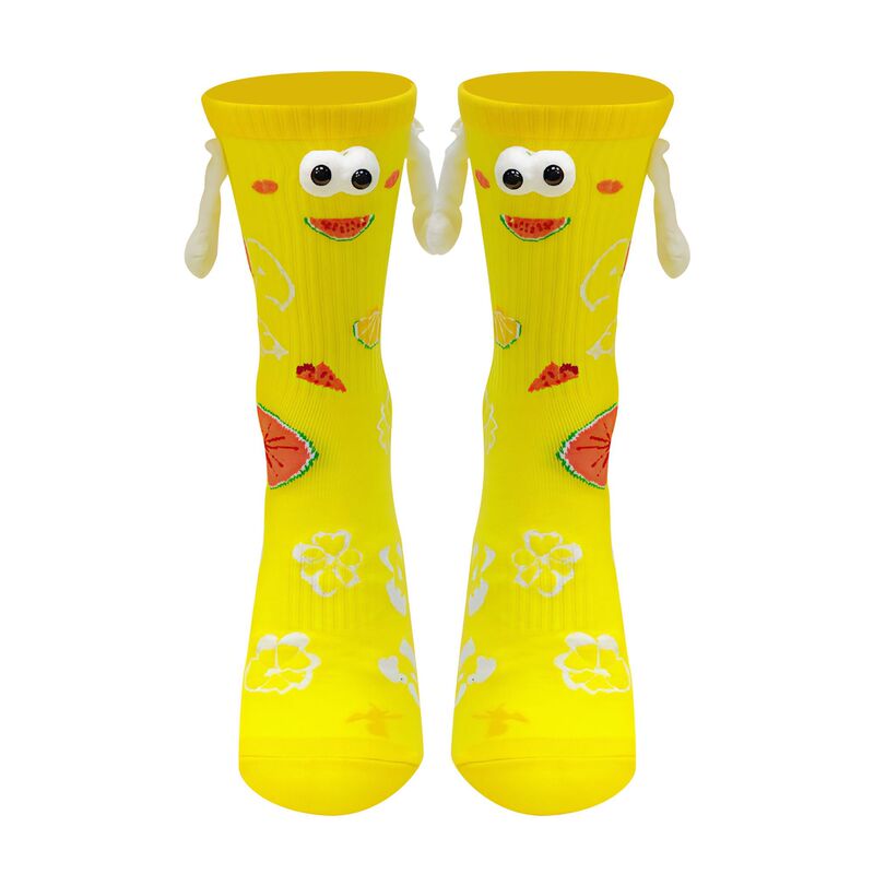 2025 European and American Cross-Border Fun and Funny Valentine's Day Magnet Hand-Holding Socks Heart Jacquard Mid-Calf Socks Couple Socks