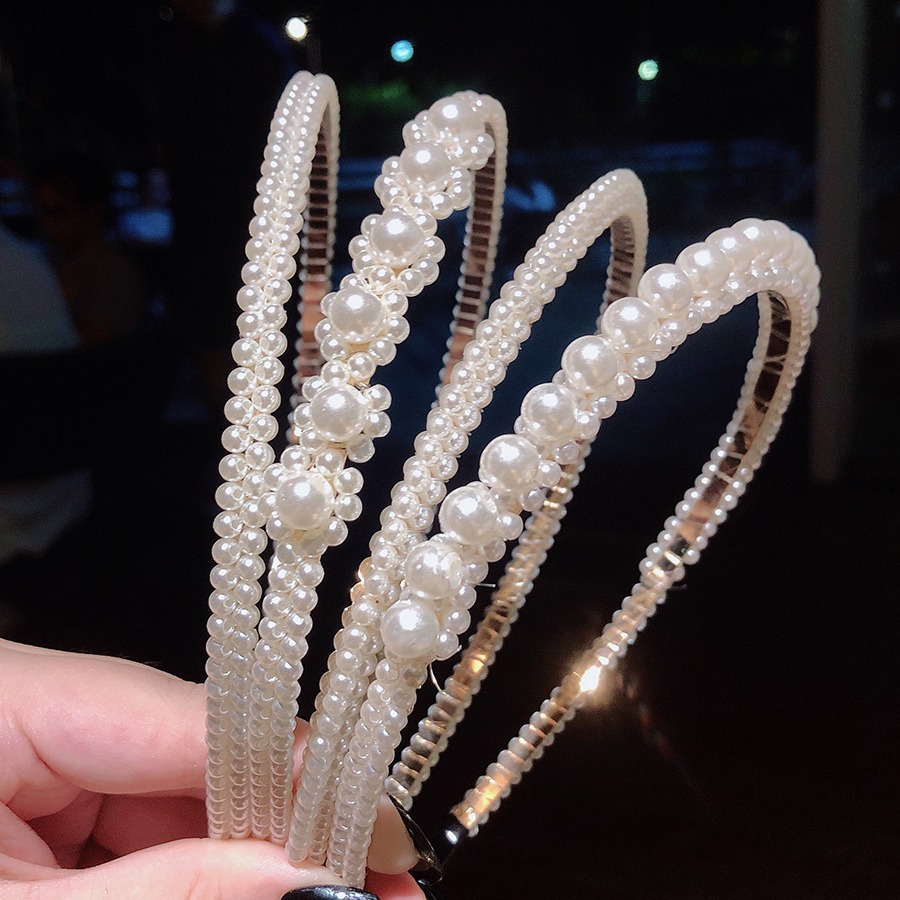 Diadema lavado de cara Mori elegante perla Rhinestone diadema delgada elegante simple todo-Partido pelo presionando horquilla nuevo todo partido