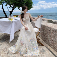 Baishui 女性の南油重工ハイエンドビーチサスペンダースカート 25 夏の美の神の到着グラデーション小胸ロングドレス女性