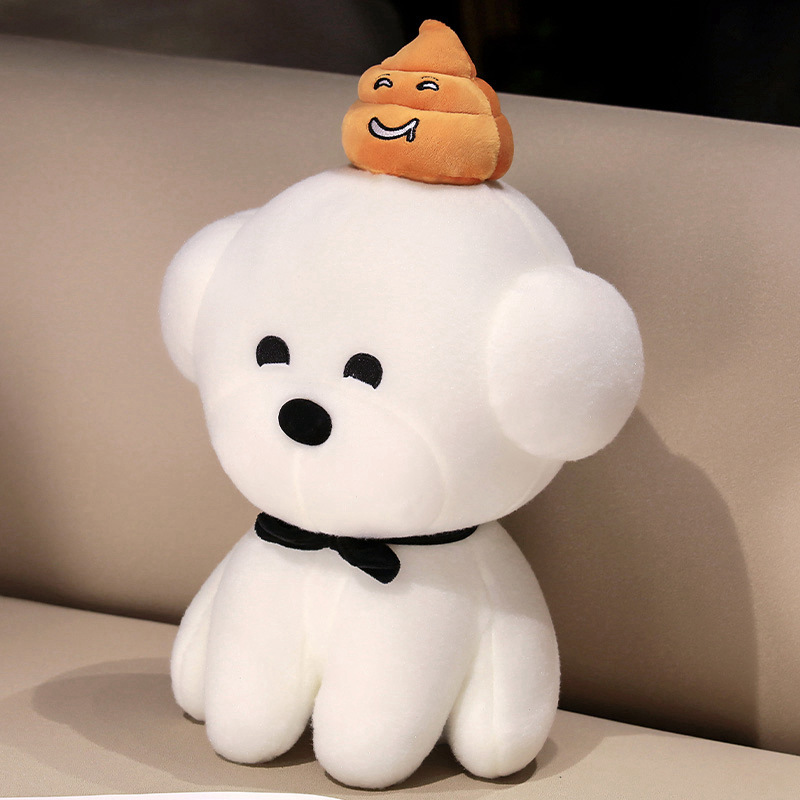 Pequeño oso, perro blanco, muñeca, juguete de peluche blanco, pequeño perro, perro extraño, muñeca, almohada, parodia.