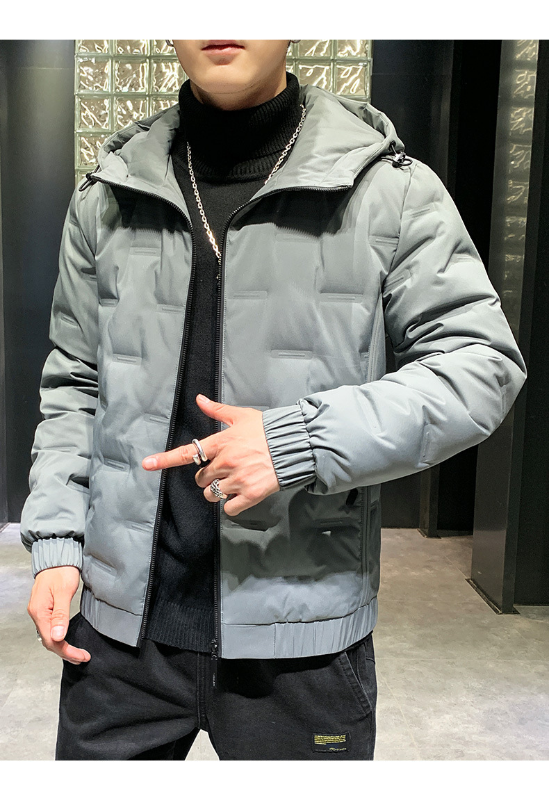 Men's Clothing white duck Silk cotton winter thickened trendy brand hooded Silk cotton jacket men's short loose winter jacket_voghion.com