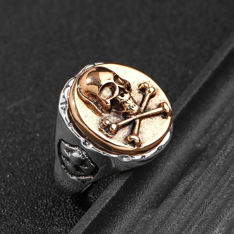 Street Occasion Alloy Material Color Block Pattern Punk Color Block Alloy Stoving Varnish Men's Rings