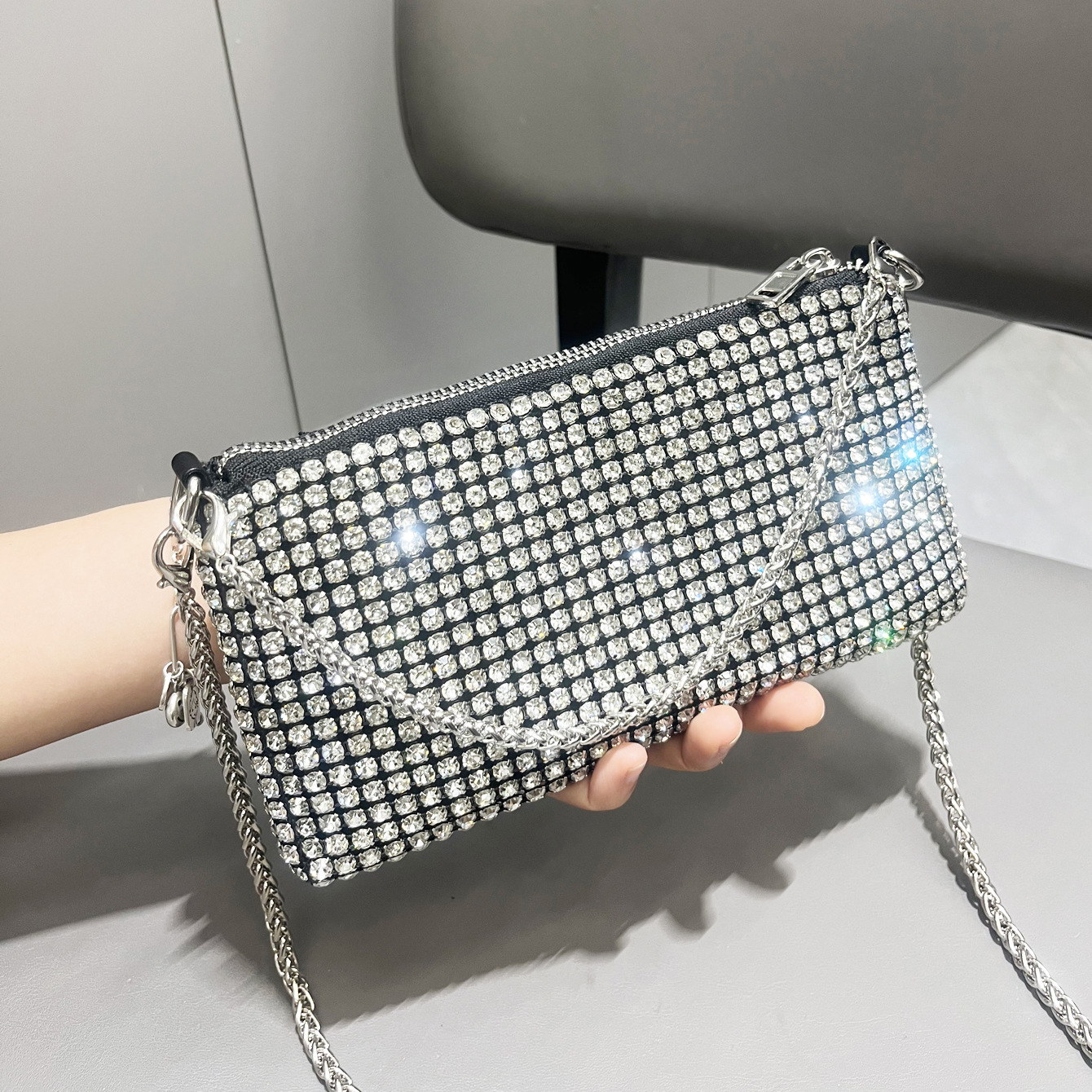 Bolsas de mujer transfronterizas europeas y estadounidenses cadenas de diamante brillante bolsas de teléfono móvil bolsas de hombro bolsas de mano bolsas de cena