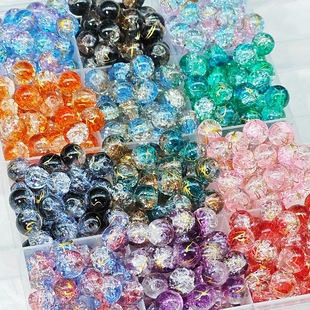8/10mm double color brushed popcorn beads gold silk ice crack glass beads bracelet necklace diy jewelry accessories