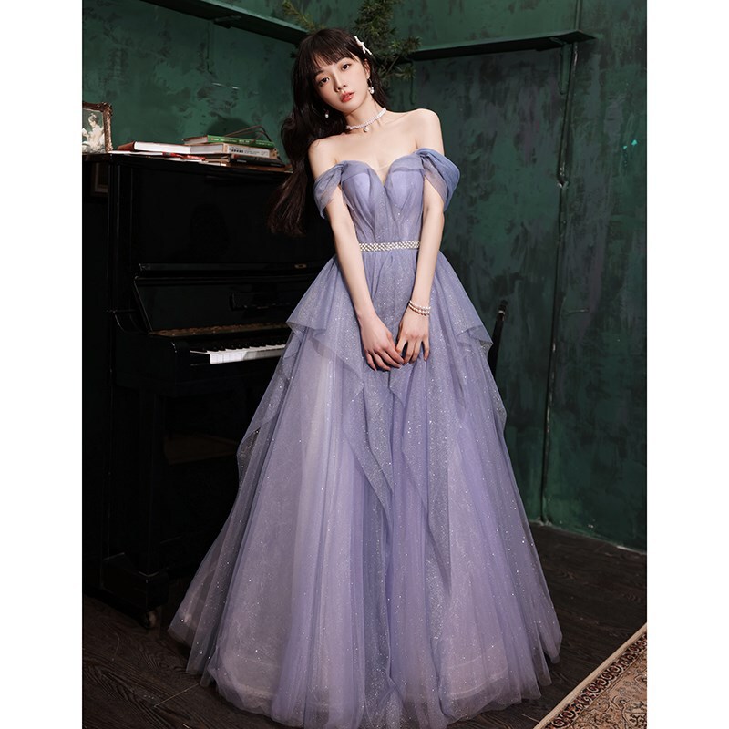 Banquet Evening Dress 2025 New Accessible Luxury Niche Classy Classy Elegant Purple Annual Meeting Host Performance Clothing