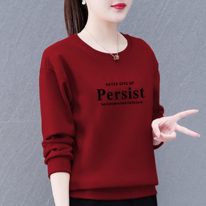 Estilo coreano suéter de las mujeres ropa de mujer 2023 nueva suelta impresa mamá desgaste adelgazamiento cuello redondo manga larga superior para las mujeres image 17