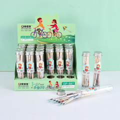 Ouyaxuan 12-Pack Barrel-Type Flower Rod Refills: High-Grade Neutral Pen Refills for Primary & Secondary Students, Featuring Trendy New Cartoon Designs and Carbon Tips
