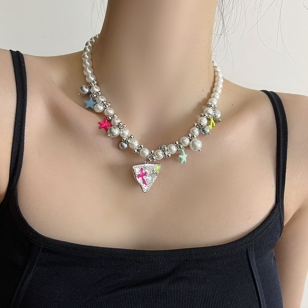 Geometric Star Elegant Lady Modern Style Acrylic Imitation Pearl Alloy Multi Charms Necklace Wholesale display picture 3
