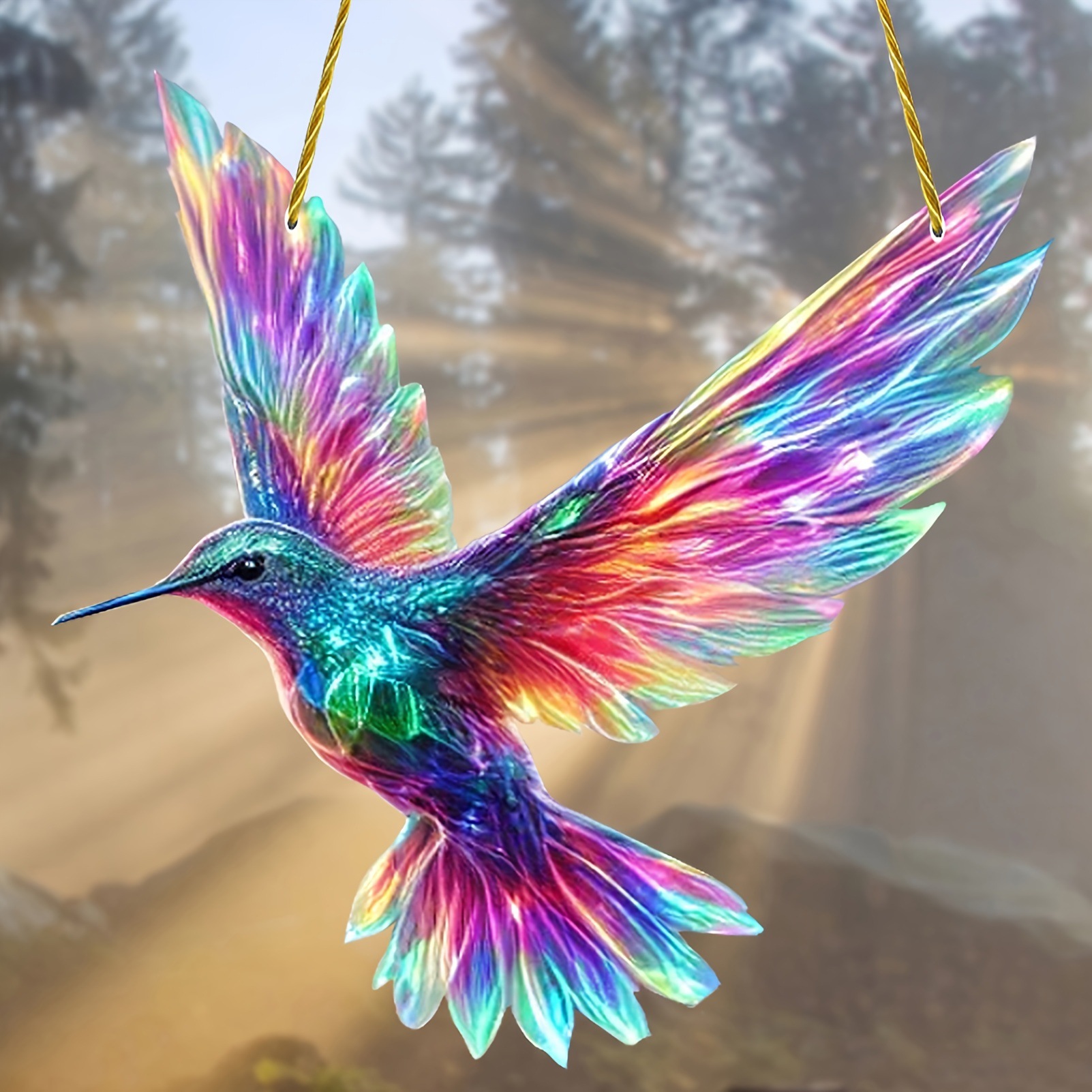 Stunning Hummingbird Sun Catcher - 7.87" Acrylic Stained Glass