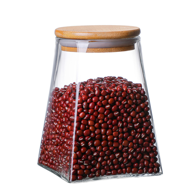 Frasco sellado de vidrio Cocina Comida pantalla almacenamiento tarro hogar grado alimenticio té tarro de café cuadrado
