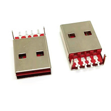 USB A公 SMT 正反插 贴片 公头 90度 卧式 贴板 双面插 插头