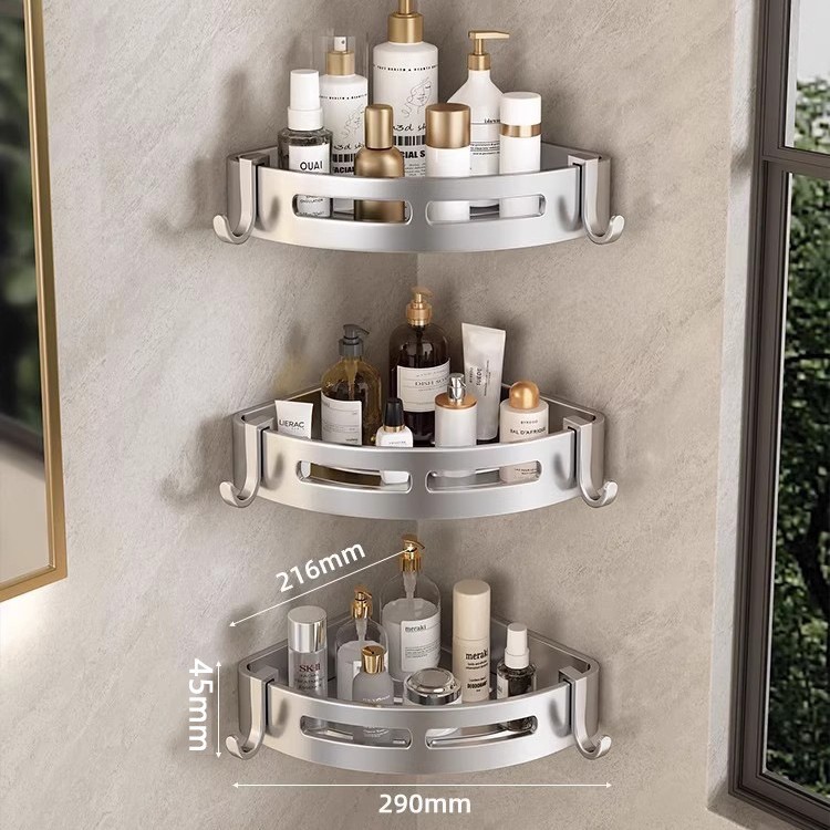 Estantes de baño sin perforación, toallas de baño colgantes, lavabos de pared, canasta triangular, estante de almacenamiento de gel de ducha