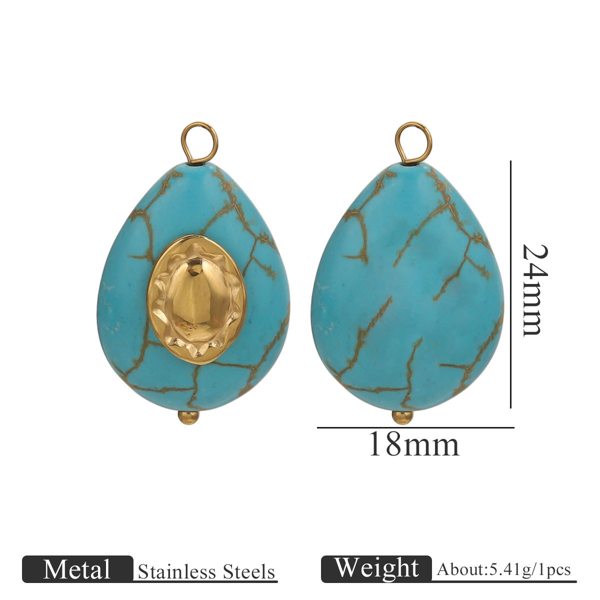 Nuevo acero inoxidable gota de piedra imitación de piedra natural agujas dobladas hechas a mano accesorios DIY accesorios al por mayor