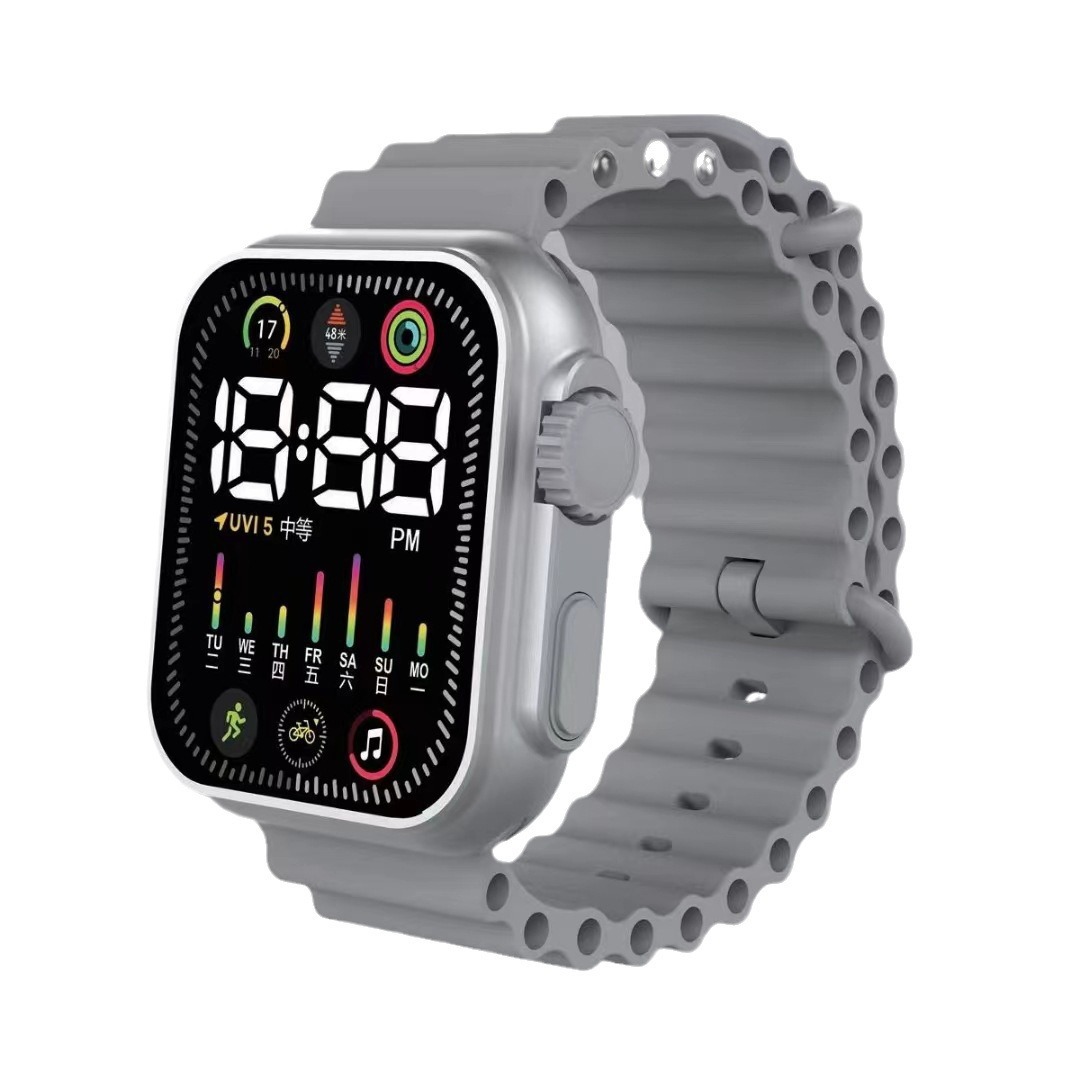 Nuevo reloj electrónico LED P7 champán plata océano banda moda digital deportes niños estudiante LED reloj electrónico