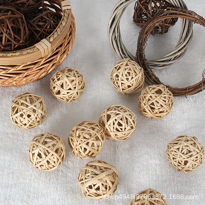 Wooden rattan ball rattan decoration Mori vintage pastoral style window decoration photography props shopping mall kindergarten ornaments