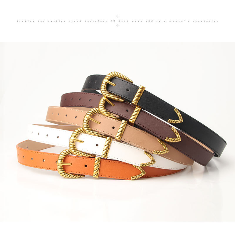 Daily Occasion Pu Leather, Alloy Material Simple Style Solid Color Pu Leather Alloy Women's Leather Belts