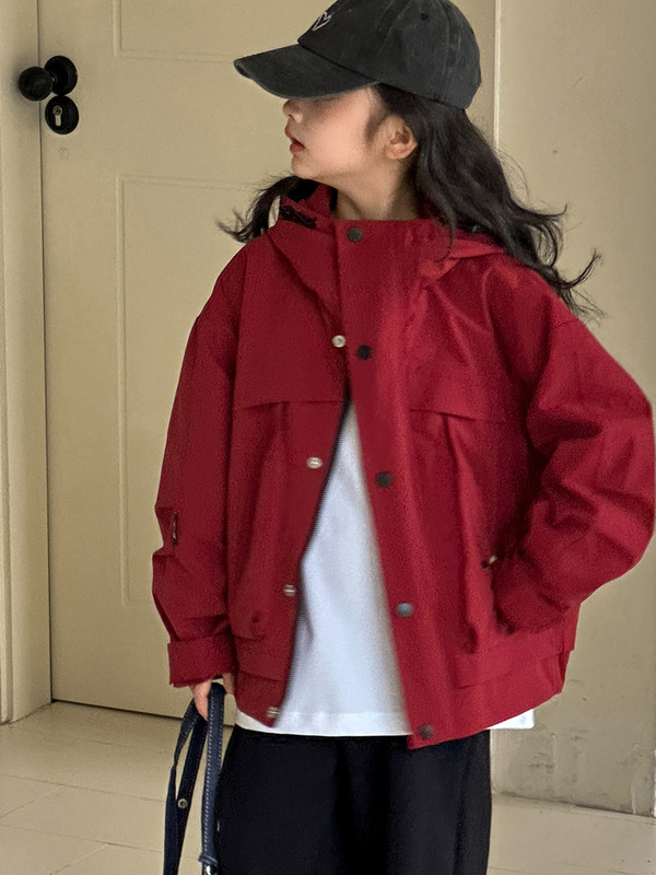 小红鱼女童外套春秋款2025新款高级感儿童休闲上衣亲子秋季冲锋衣|undefined