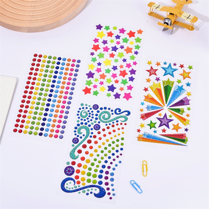 2025儿童五角星水晶滴胶立体3D装饰奖励粘贴厂家直销贴纸不干胶