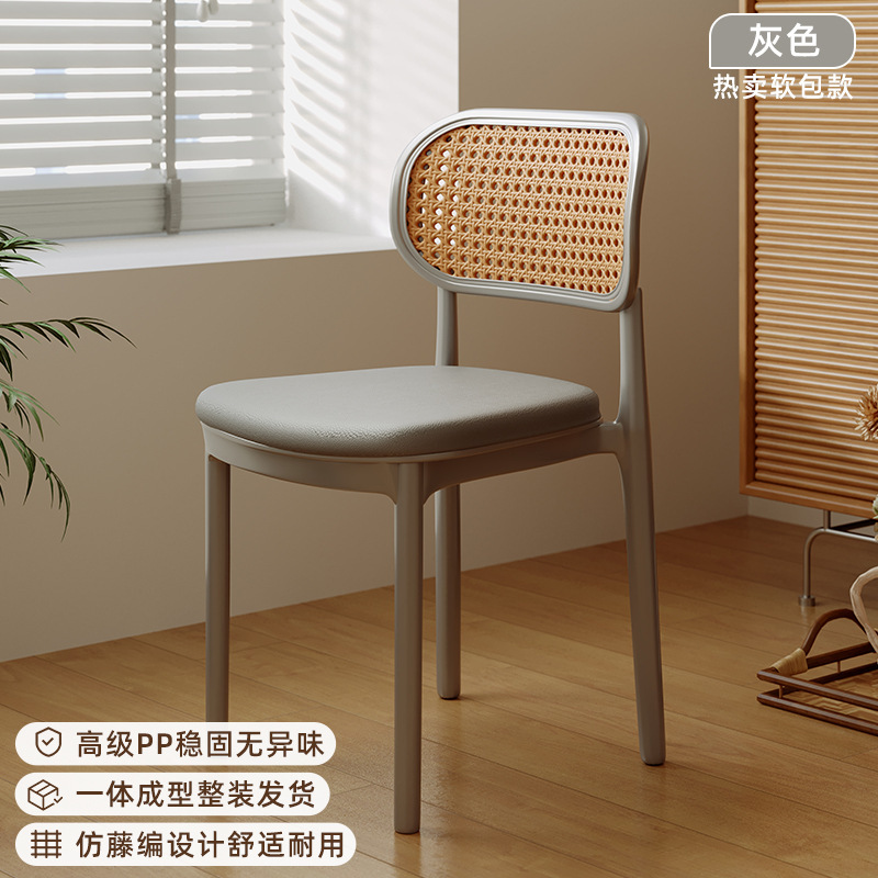 塑料椅子家用加厚餐厅餐桌餐椅舒服久坐商用藤编简约凳子靠背藤椅|undefined