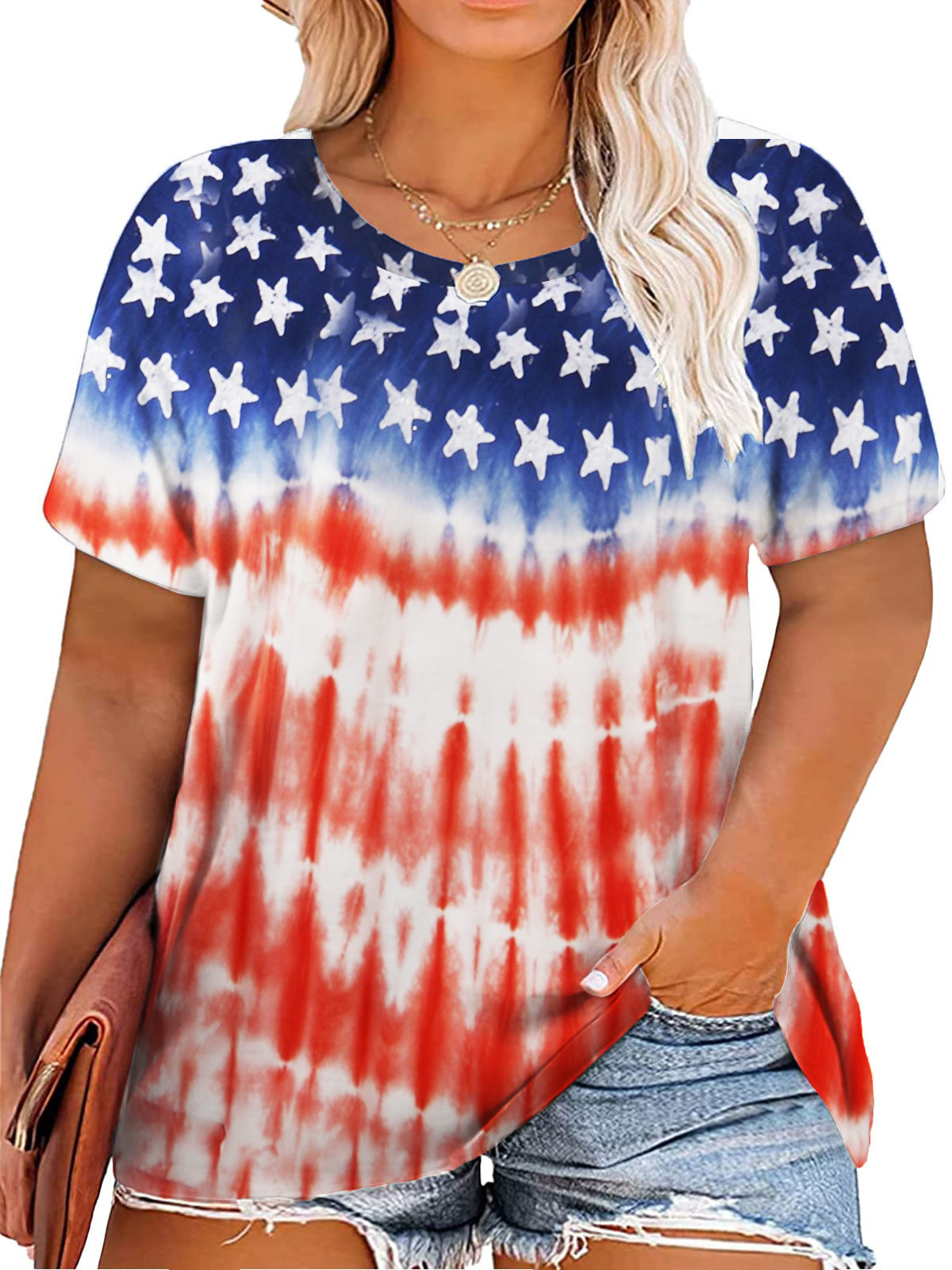 2024 Europa y América Cross-border Amazon Independent Station verano talla grande grasa mm impresión suelta camiseta estampada de manga corta