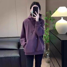 中长款宽松半拉链连帽美式慵懒卫衣女春秋季2024新款爆款今年流行