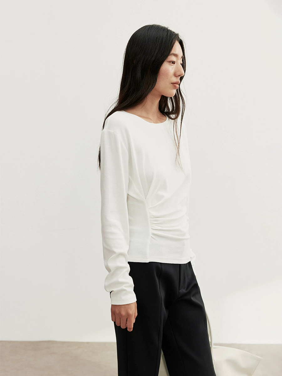 爱与南希 Design base long-sleeve with a round collar, slim fit