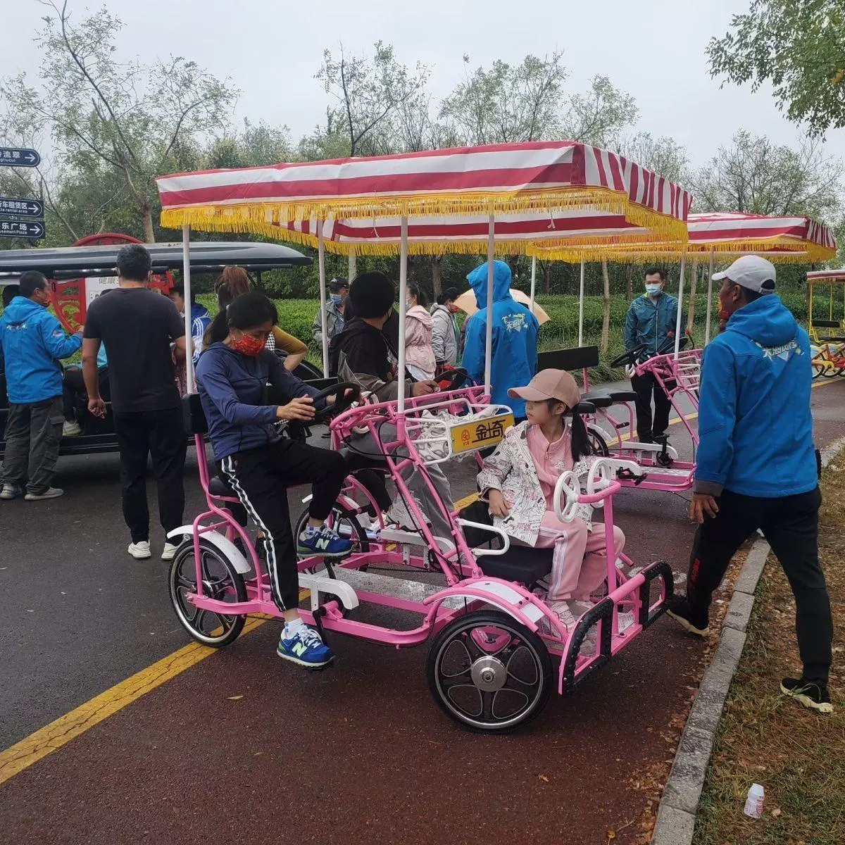 Роскошный четырехместный четырехколесный велосипед для экскурсий с дополнительной сканирующей код, педаль для путешествий по живописным местам для взрослых и детей