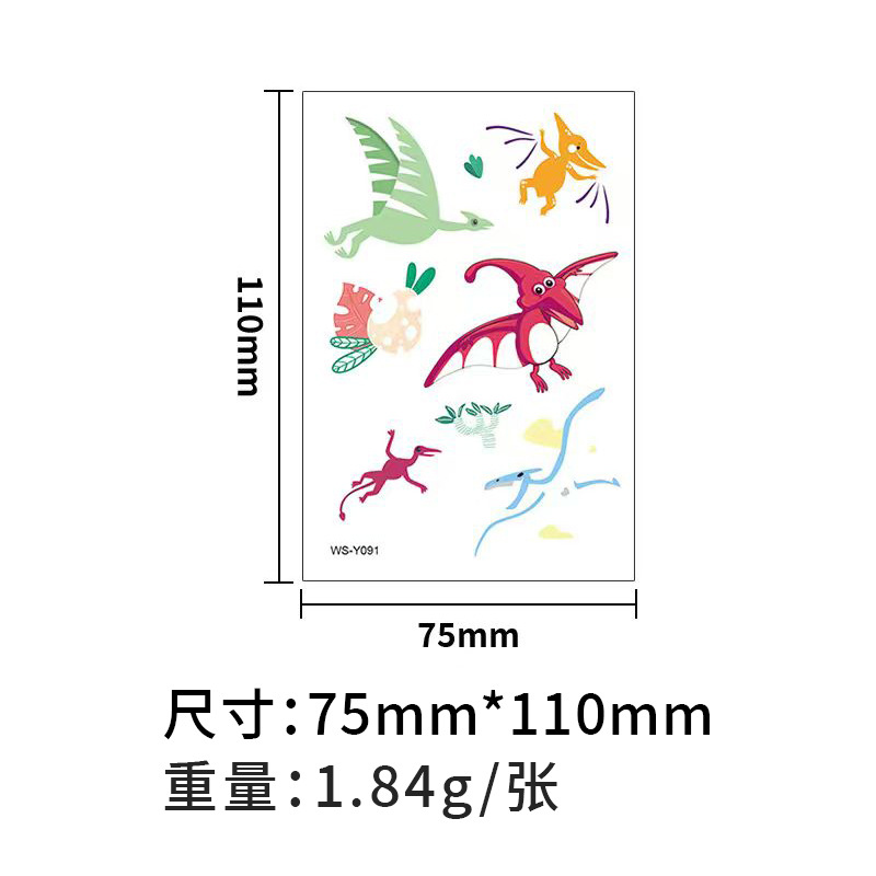 Pegatinas de tatuaje de dinosaurio luminoso Dibujos animados para niños Diversión Tyrannosaurus Rex Sudor impermeable Pegatinas de recompensa luminosas de color verde fluorescente temporal