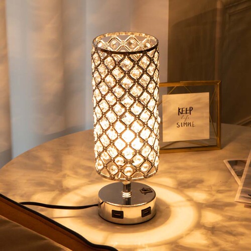 Cross-border special supply of modern simple crystal USB table lamp warm wave temperature hollow living room dining room bedroom bedside table lamp