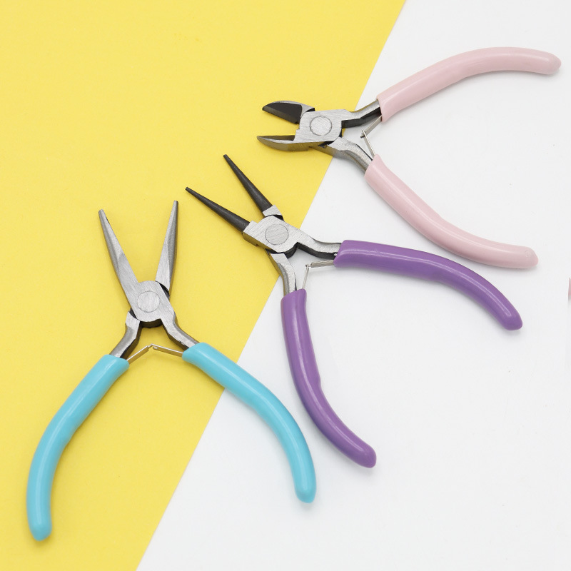 尖嘴钳 斜嘴钳4.5寸镍铁三件套泡壳款圆嘴钳  DIY手工钳 镍铁碳头