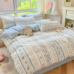 純棉四件套床笠款學生宿舍小清新三件套親膚裸睡全棉床單被套批發