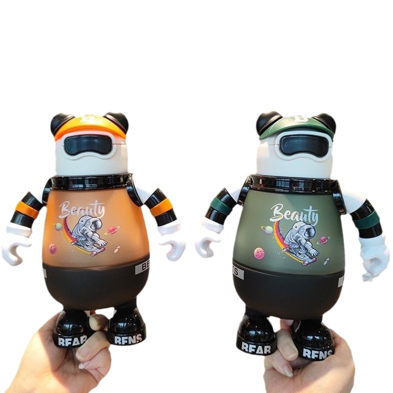 Creative Net Red Bear Gradiente Frosting Botella de agua de gran capacidad con manita portátil Cupajita para niños linda Taza de agua de plástico