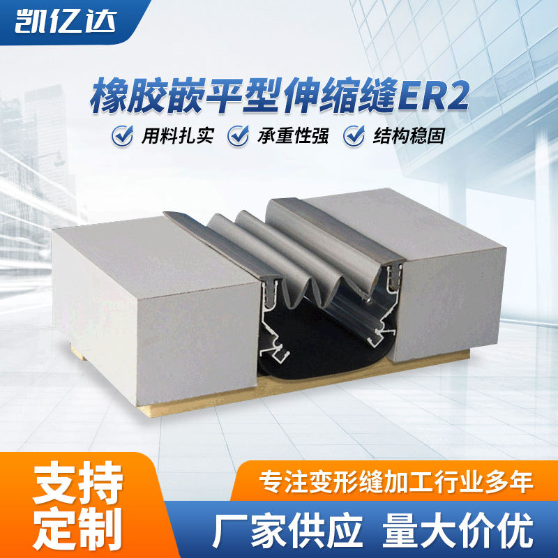 厂家供应铝合金不锈钢建筑变形缝ER2橡胶嵌平型伸缩缝外墙变形缝