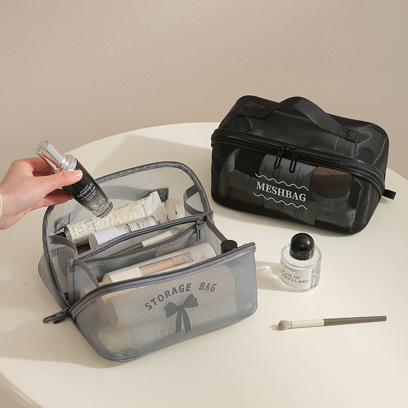 Bolsa de almohada de gran capacidad de hilo de malla de sensación de alta calidad, bolsa de lavado, bolsa de lavado simple de alto valor para almacenamiento, antisalpicaduras