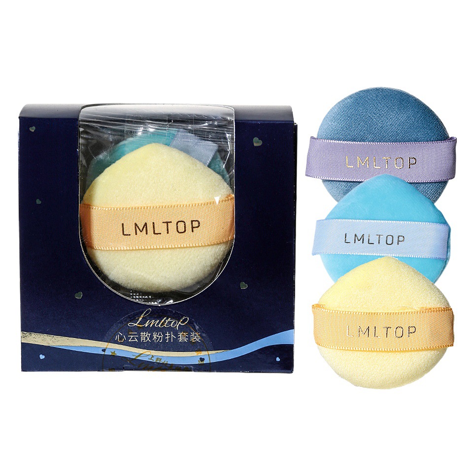 Lmltop flocado polvo puff 3 Pack Ermu polvo de uva puff traje gota de agua redonda maquillaje polvo puff SY217
