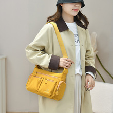 新款中老年牛津布单肩包百搭时尚纯色女包韩版斜挎包帆布妈妈包
