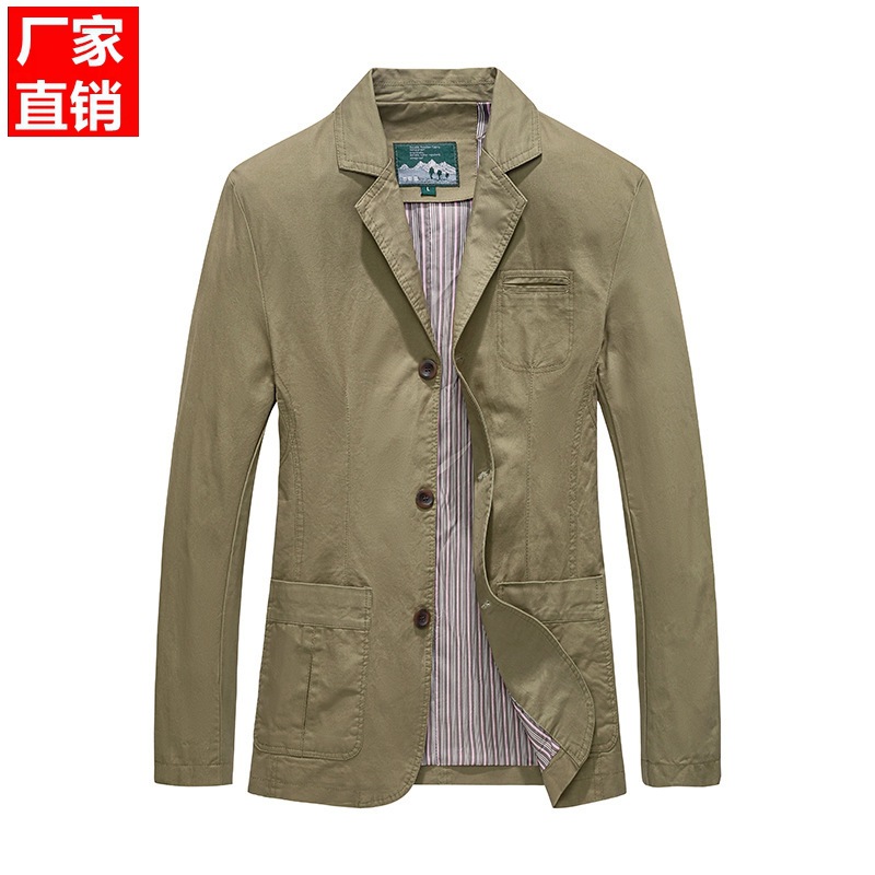 跨境工厂直供春秋新款西装大码纯棉休闲小西服男士外套夹克男817