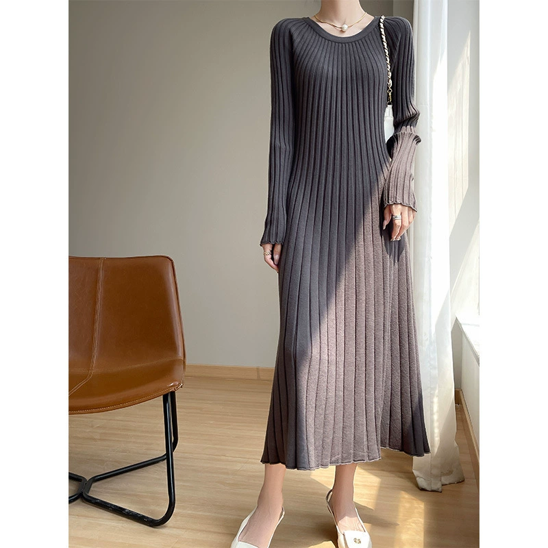 Женское осеннее и зимнее новое вязаное платье Энди бархатное ретро легкое зрелое ямное платье