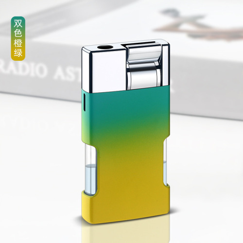 HB033-1 Lever Ignition Direct Thrust Transparent Window Inflatable Lighter Ad LOGO Laser Made Lighter