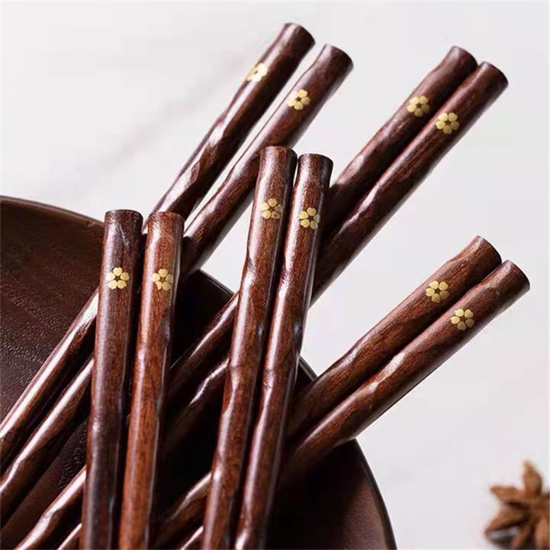 Chopsticks Japanese-Style Pointed Household Wooden Creative Chopsticks Restaurant Hotel Gifts Family Canteen Solid Wood Chopsticks Handmade
