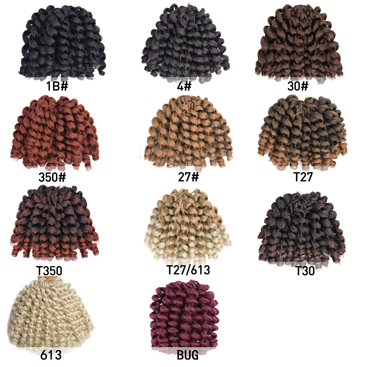 Synthetic hair 8 inch black women's hair soft curl passion Fried Dough Twists crochet braid_voghion.com