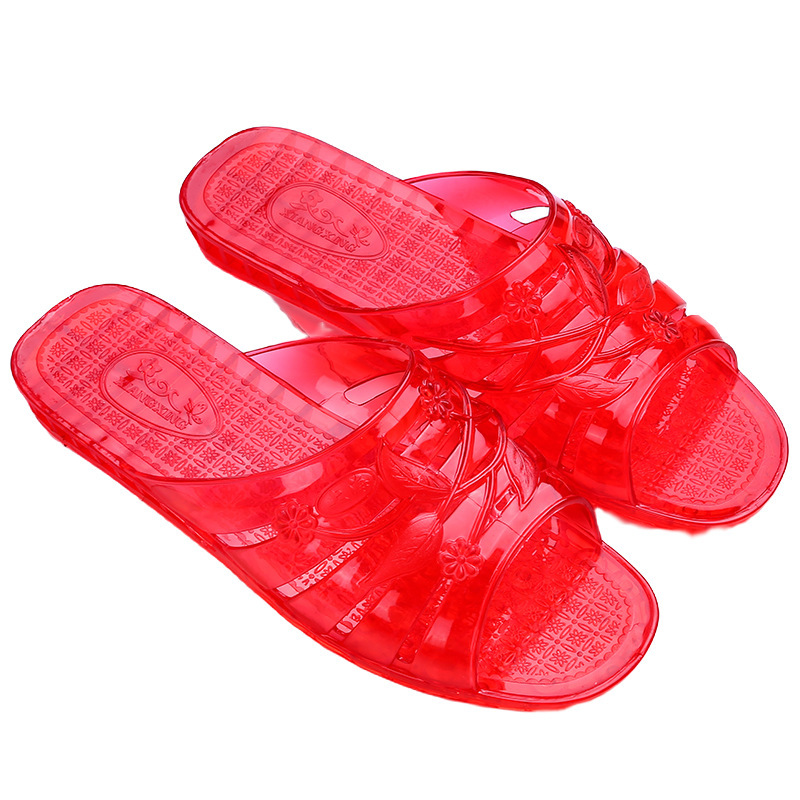 Summer outdoor anti-odor bathroom plastic fashion hollow-out soft-soled trendy flat crystal slippers Summer outdoor anti-odor bathroom plastic fashion hollow-out soft-soled trendy flat crystal slippers